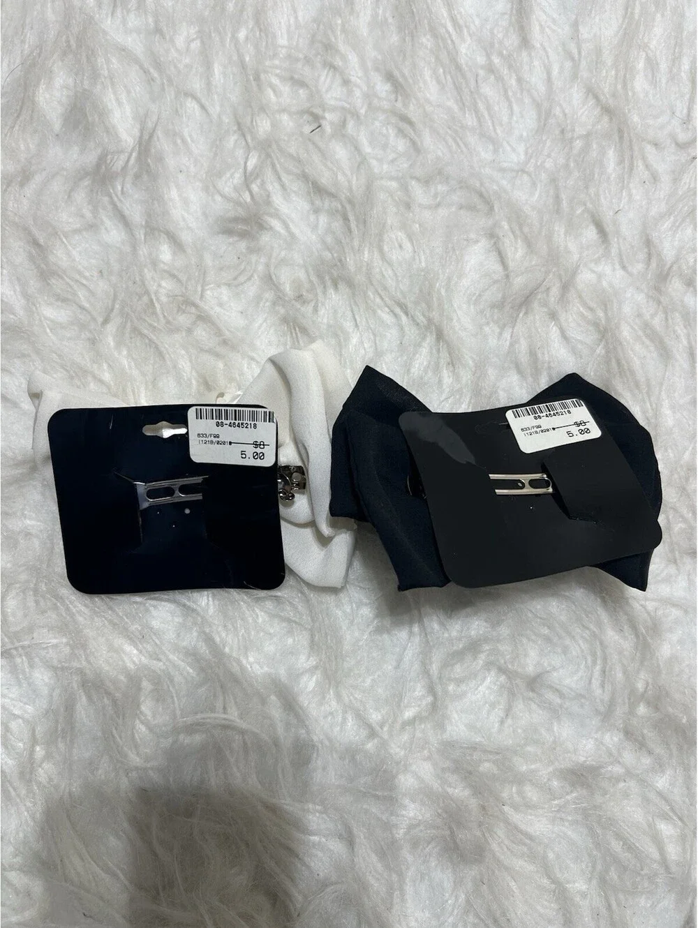 2 satin bow hair clips white and black